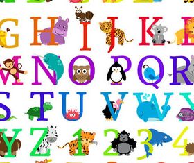Alphabets with Animals design vectors