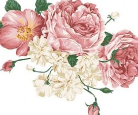 Handdrawn style flowers design vectors