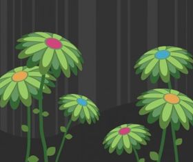 Green flowers vectors