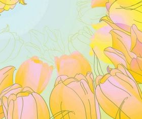 Handpainted tulips shiny vector