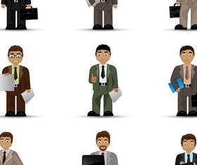 Cartoon Business People 8 set vector