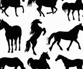 Horses Silhouettes Set vector