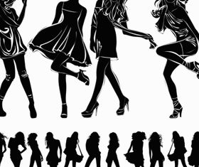 Modern beauty black and white silhouette vector