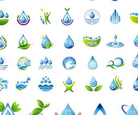 Water Drops Logotypes set vector