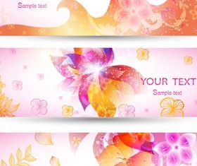Romantic pink banner set vectors