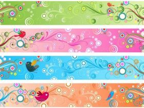 Retro Floral Banners Free vector