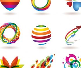 Colorful abstract logo element set design vectors
