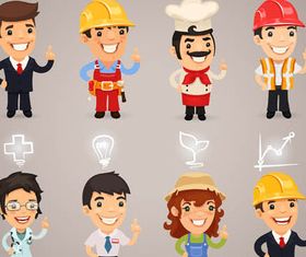 Cartoon Workers 4 vectors material