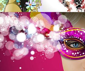 Backgrounds with women faces vectors material