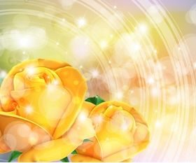 Yellow rose romantic background Free vector