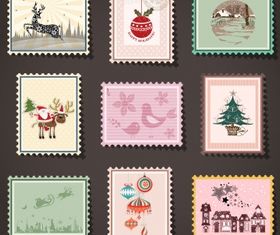 Mail stamp collection Free vector