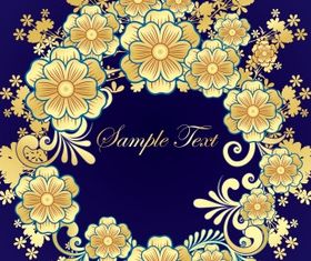Golden flower frame vectors