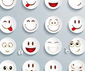 White cricle emoticon set vector
