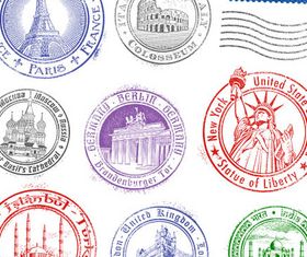 Vector Passport stamps design set 03 free download