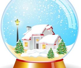 Crystal magic globe with house vector graphics