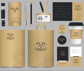 Branding identity sets bull skull vector