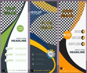 Company banners templates colorful modern abstract checkered decor vector design