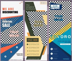 Corporate poster templates modern flat checkered decor vector