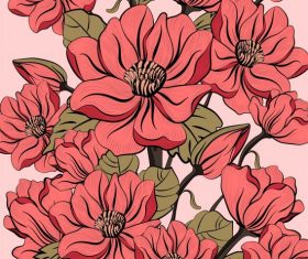 Flora painting colored decor blooming vector