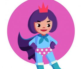Kid superwoman cute cartoon character vector design