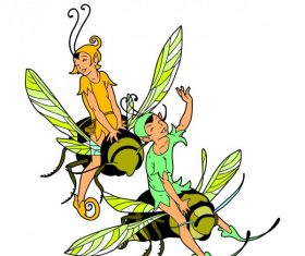 Fairy riding honey bee vector