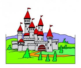 Cartoon castle vector design