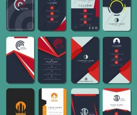 Business cards templates collection colorful vertical vector
