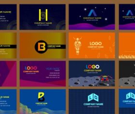 Business cards templates collection colorful dark modern vector