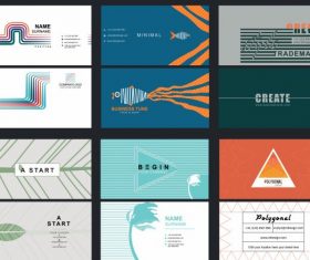 Business card templates colored modern flat decor vector