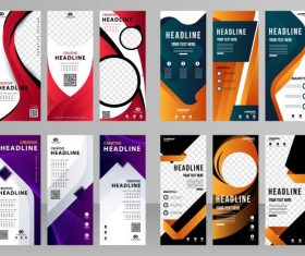 Corporate banners templates modern colorful decor vector