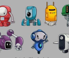 Robot icons colored modern shiny vector