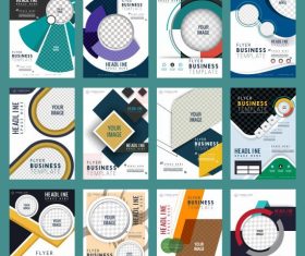 Corporate flyers templates collection colorful modern vector