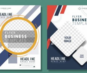 Business flyer templates modern bright checkered decor vector