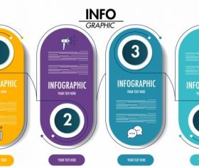 Infographic template modern colored vertical rounded sticker shapes shiny vector