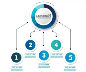 Infographic template modern shiny blue circles decor vector