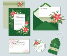 Invitation card templates elegant colorful floral decor vector