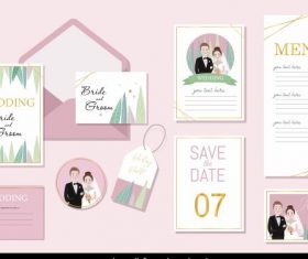 Wedding templates bride groom decor colorful romance vector