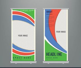 Corporate banner template colorful abstract checkered curves decor vector