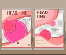 Corporate banner templates pink circles curves decor vector