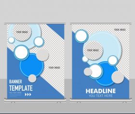 Business banner template flat checkered circles decor vector