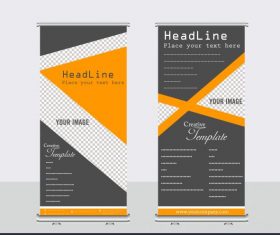 Company banner templates elegant dark triangle checkered decor design vector