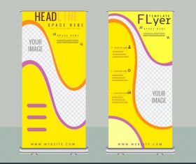 Corporate banner template bright flat curves decor vector