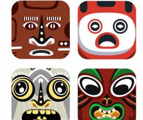 Characters masks templates colorful square emotional vector design