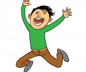Kid very happy jumping cartoon vector