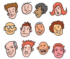 cartoon face many races design vectors