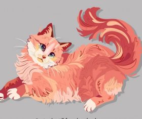 Furry cat painting handdrawn vector