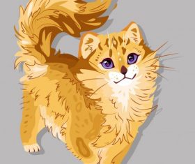 Pussy painting cute colored handdrawn vector