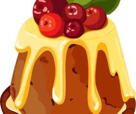 Fruit cream cake colorful 3d design vector