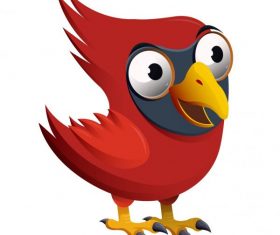 Red whiskered bird funny cartoon character vector