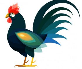 Cock animal colorful flat vector